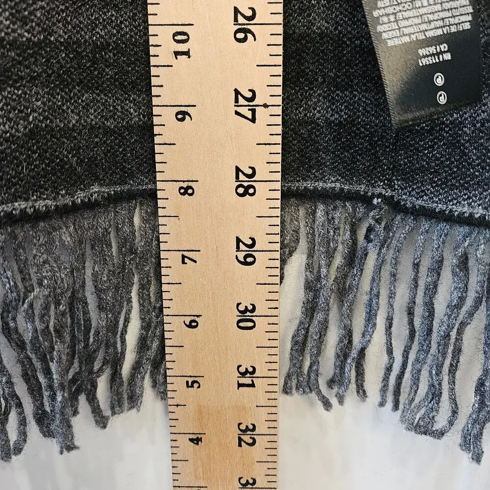7 For All Mankind Cashmere Wool Zebra Fringe Poncho Gray Black Size OS